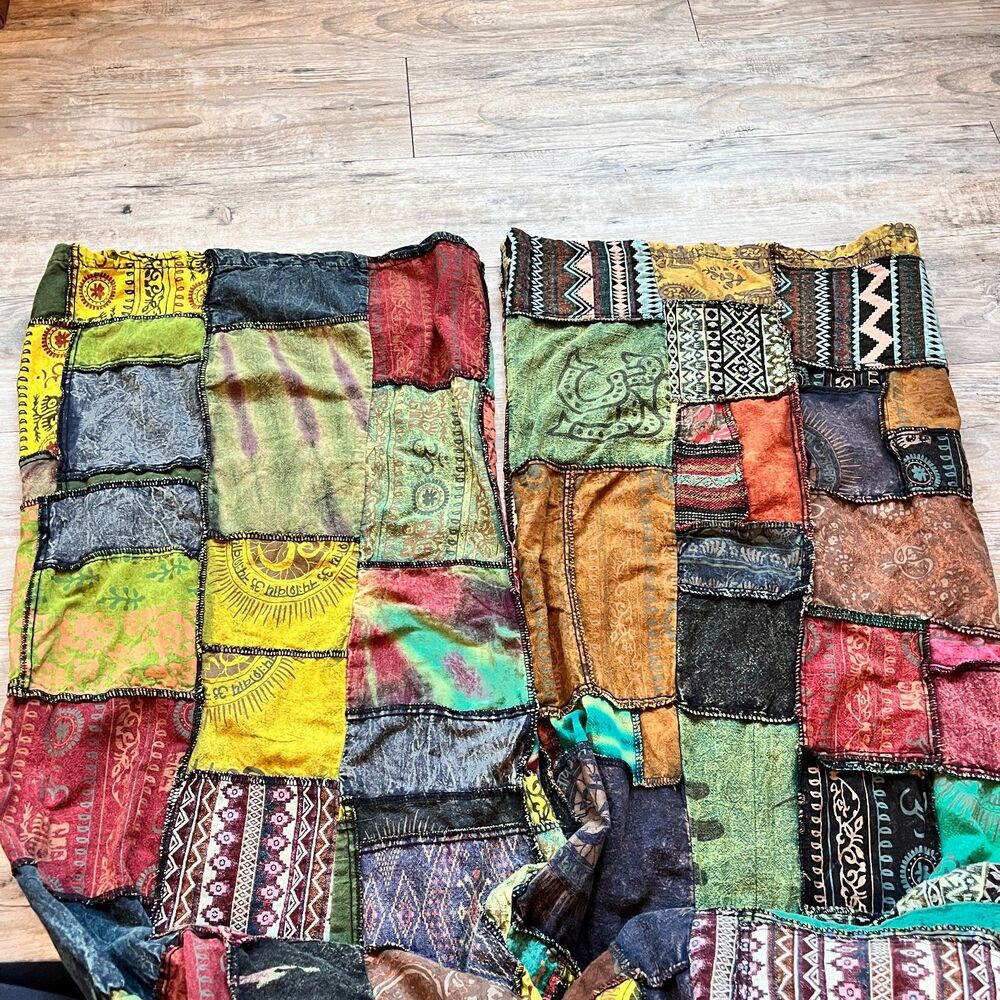 Kathmandu Imports Patchwork Overalls Womens Medium Boho Dungarees Bright - Picture 5 of 11
